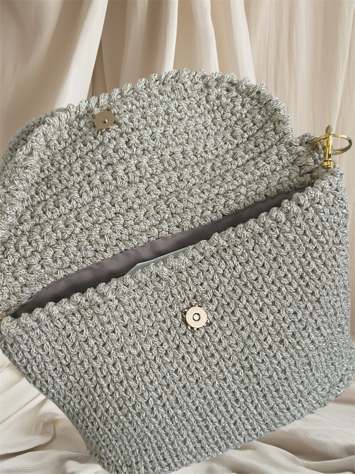 Borsa Uncinetto Grey Lurex