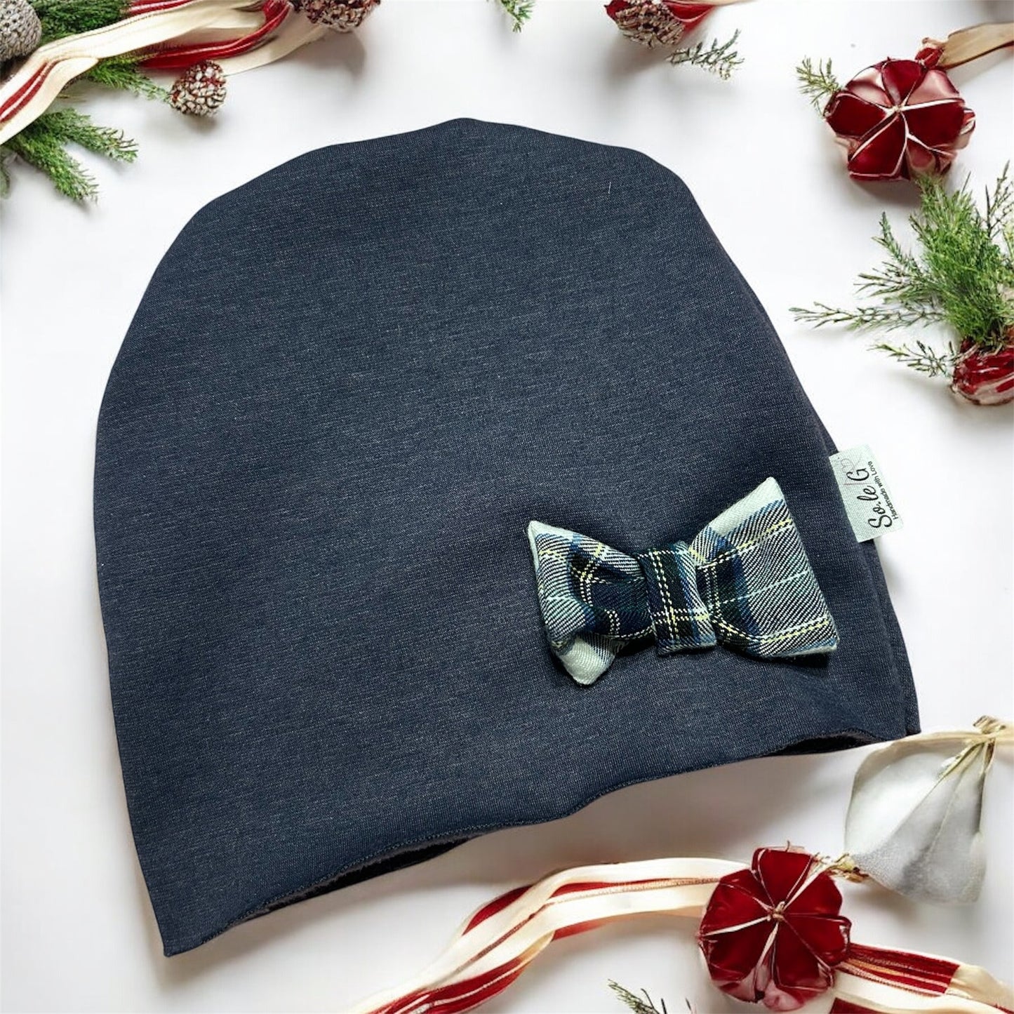 Cappello felpa con fiocchetto blu