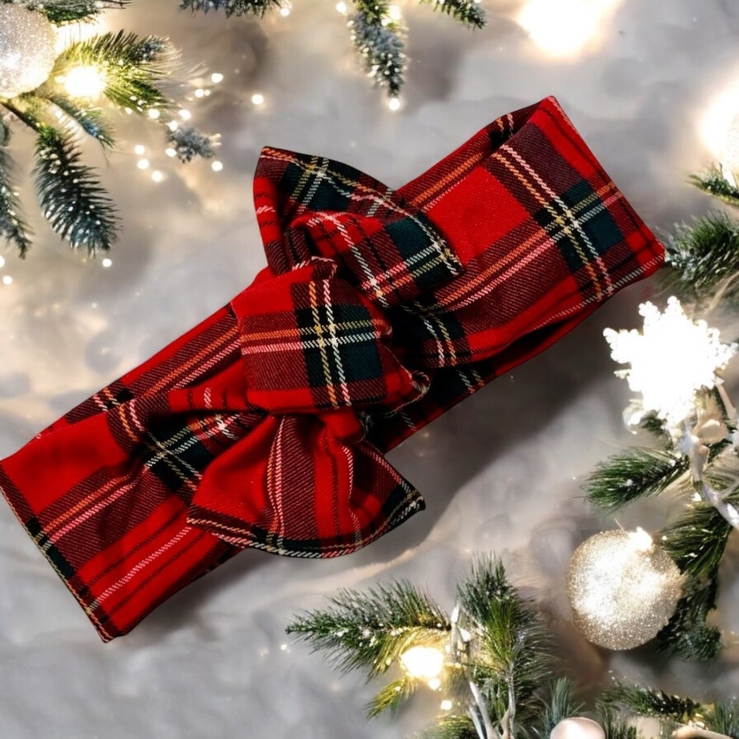 Fascia con fiocco tartan red Natale