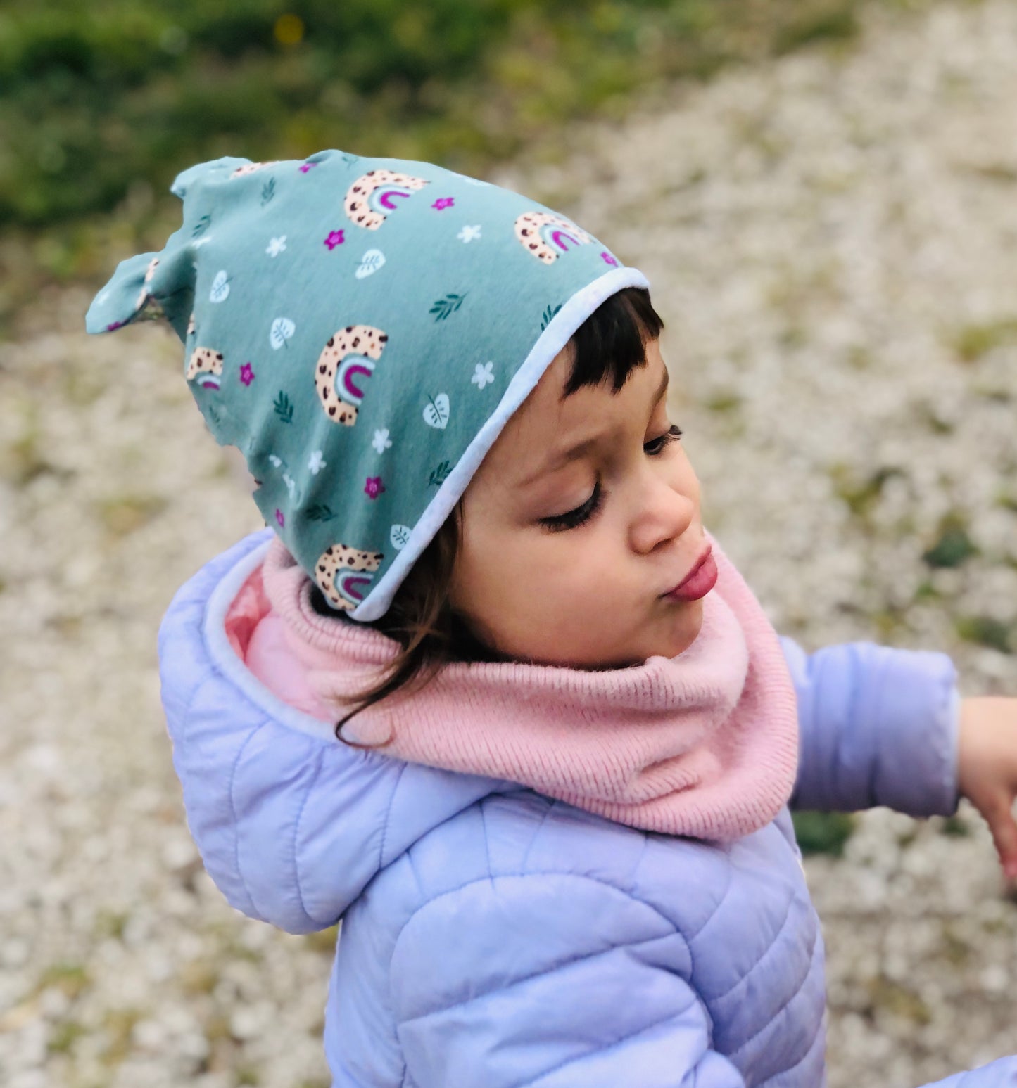 Set Cappellino e Scaldacollo in Jersey con Orecchie