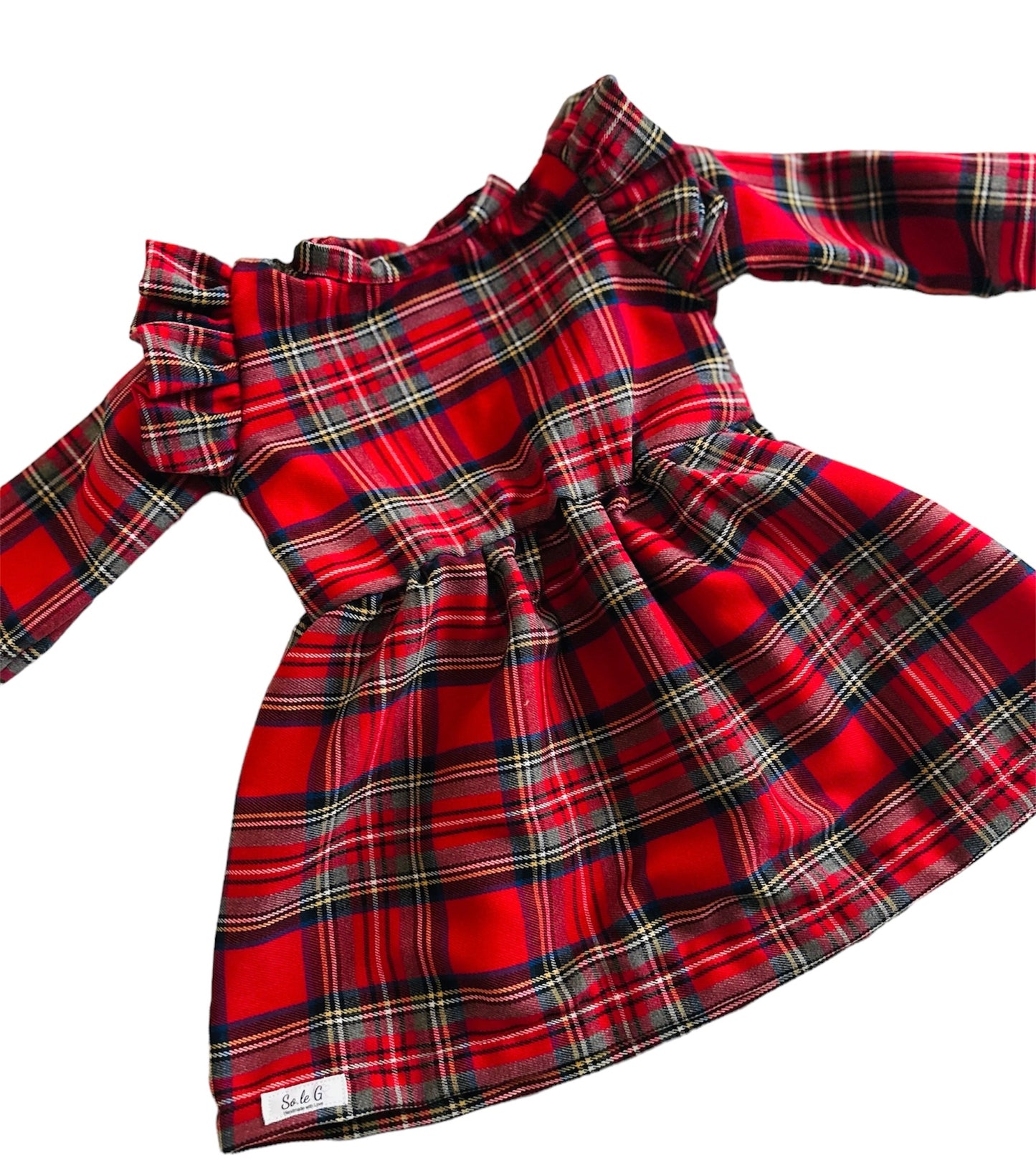 Abito con volant tartan red