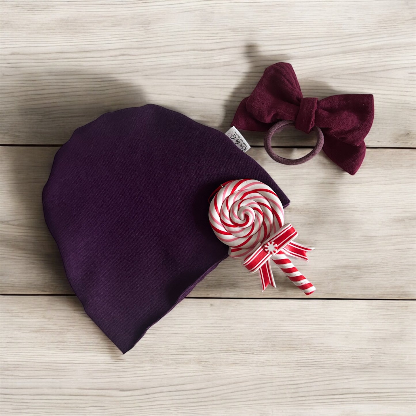 Elastico con Fiocco Mussola Bordeaux Natale