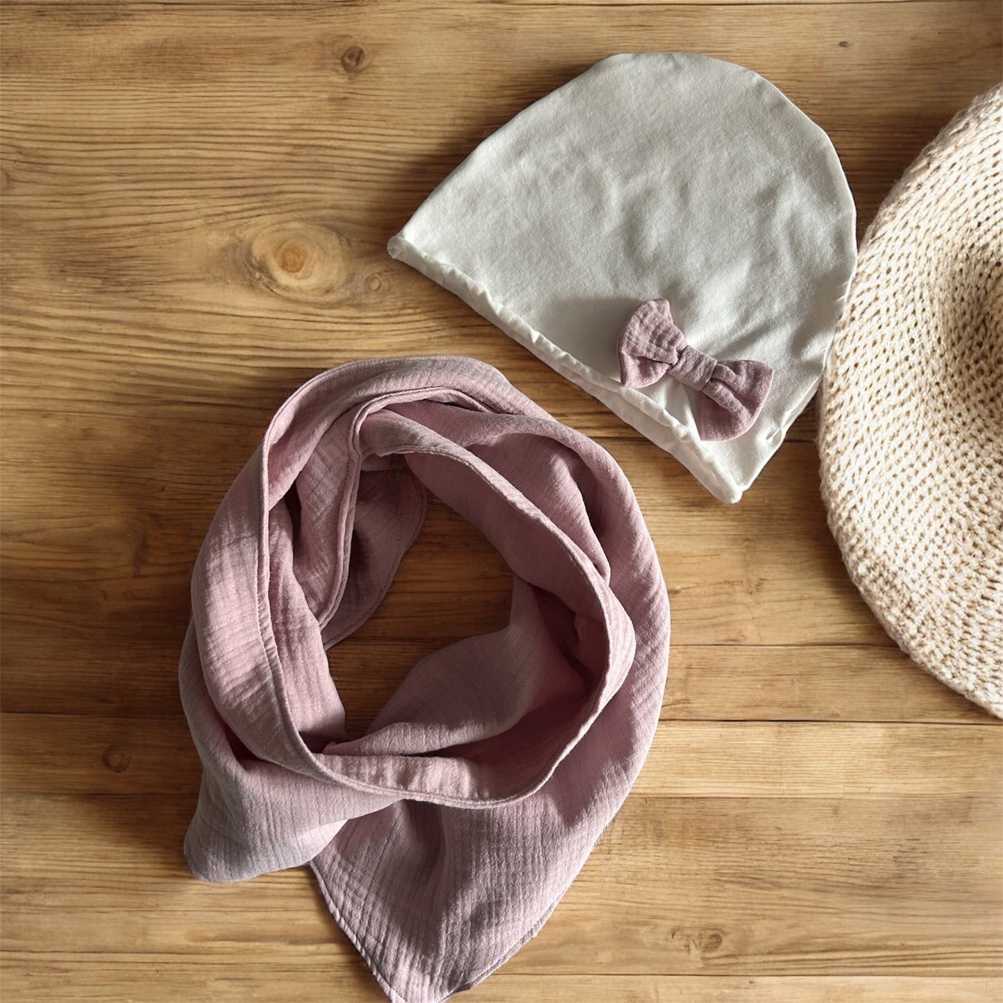 Set Scriarpa Mussola + Cappello jersey fiocco
