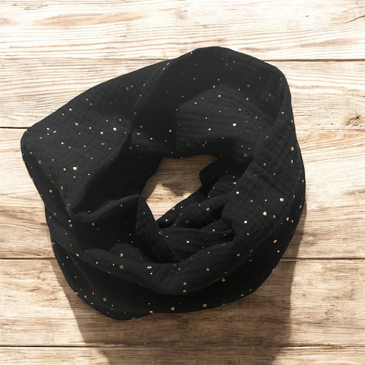 Scaldacollo Mussola Nera Pois Oro