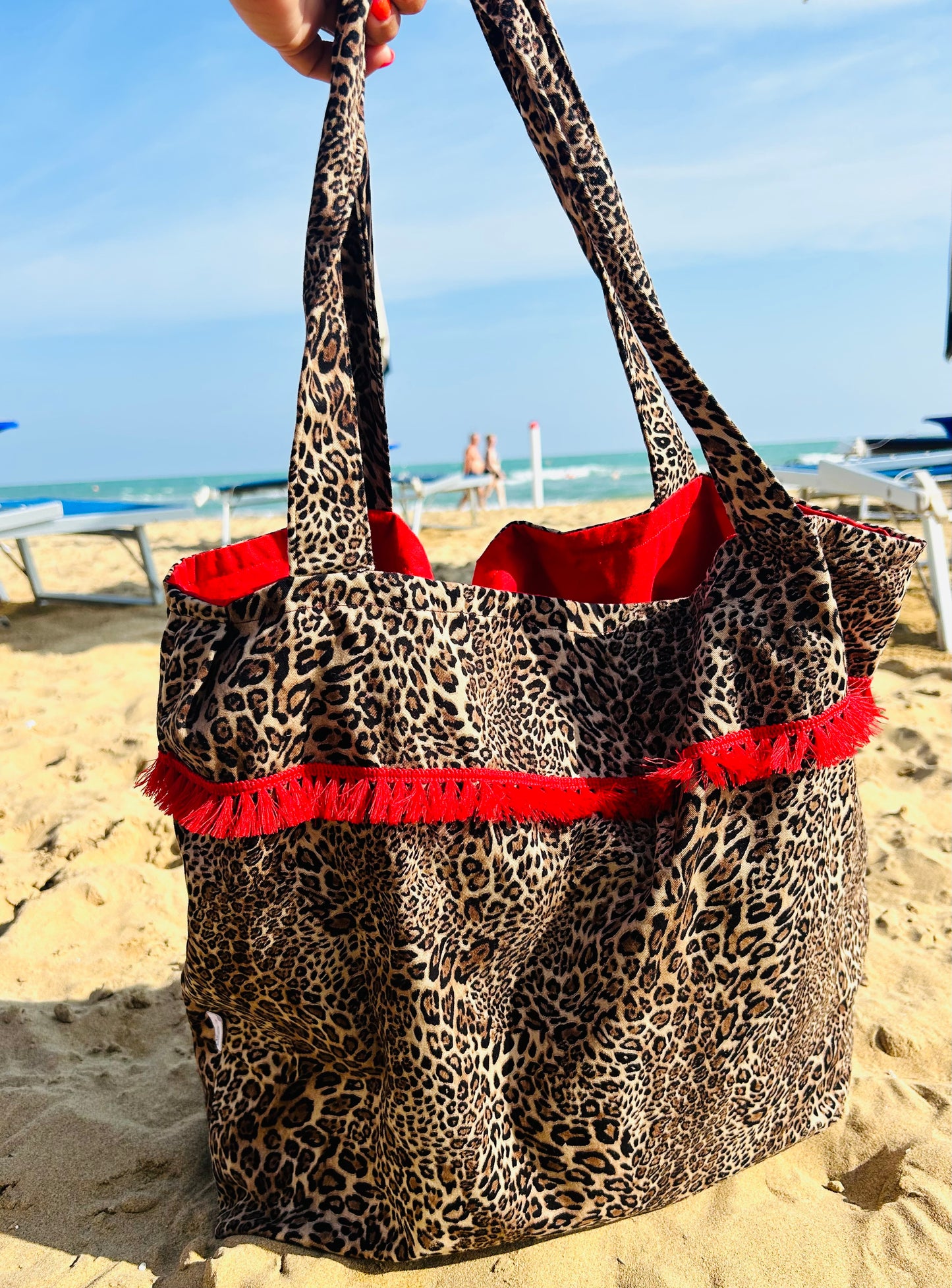 Beach Bag Leopard Red