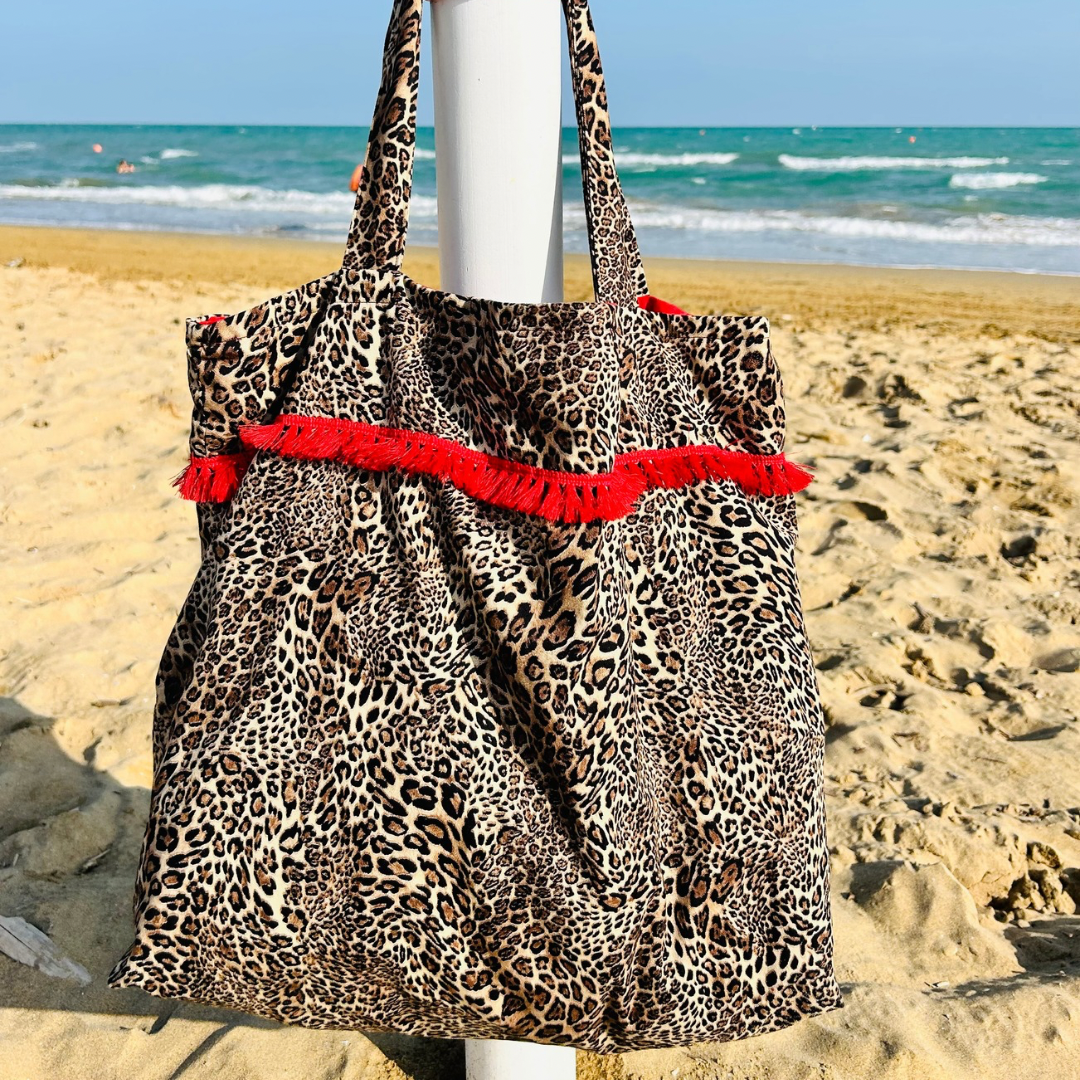 Beach Bag Leopard Red