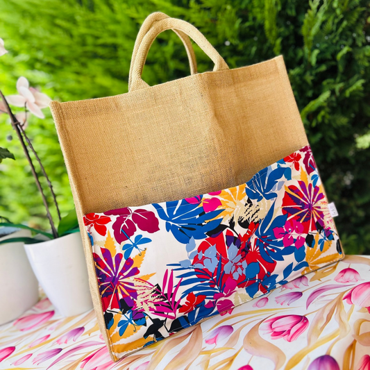 Beach Bag Juta Flowers