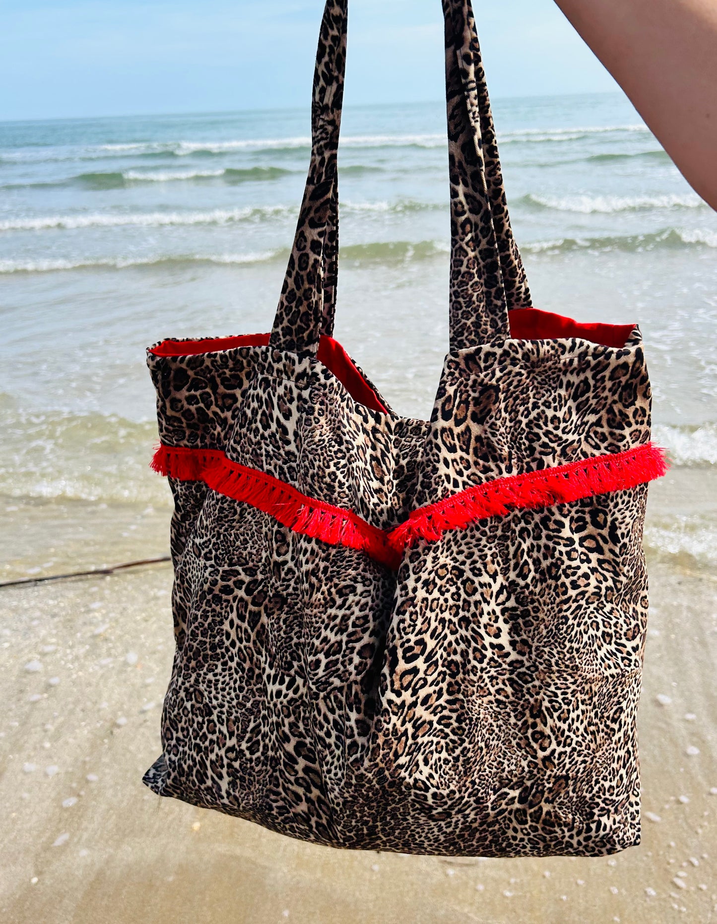 Beach Bag Leopard Red