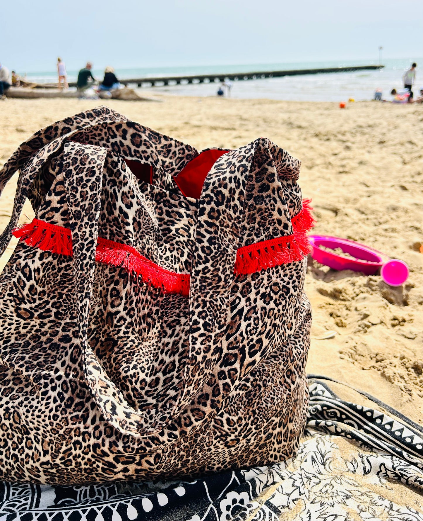 Beach Bag Leopard Red