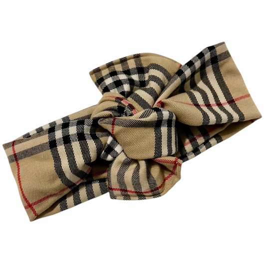 Fascia con fiocco tartan beige