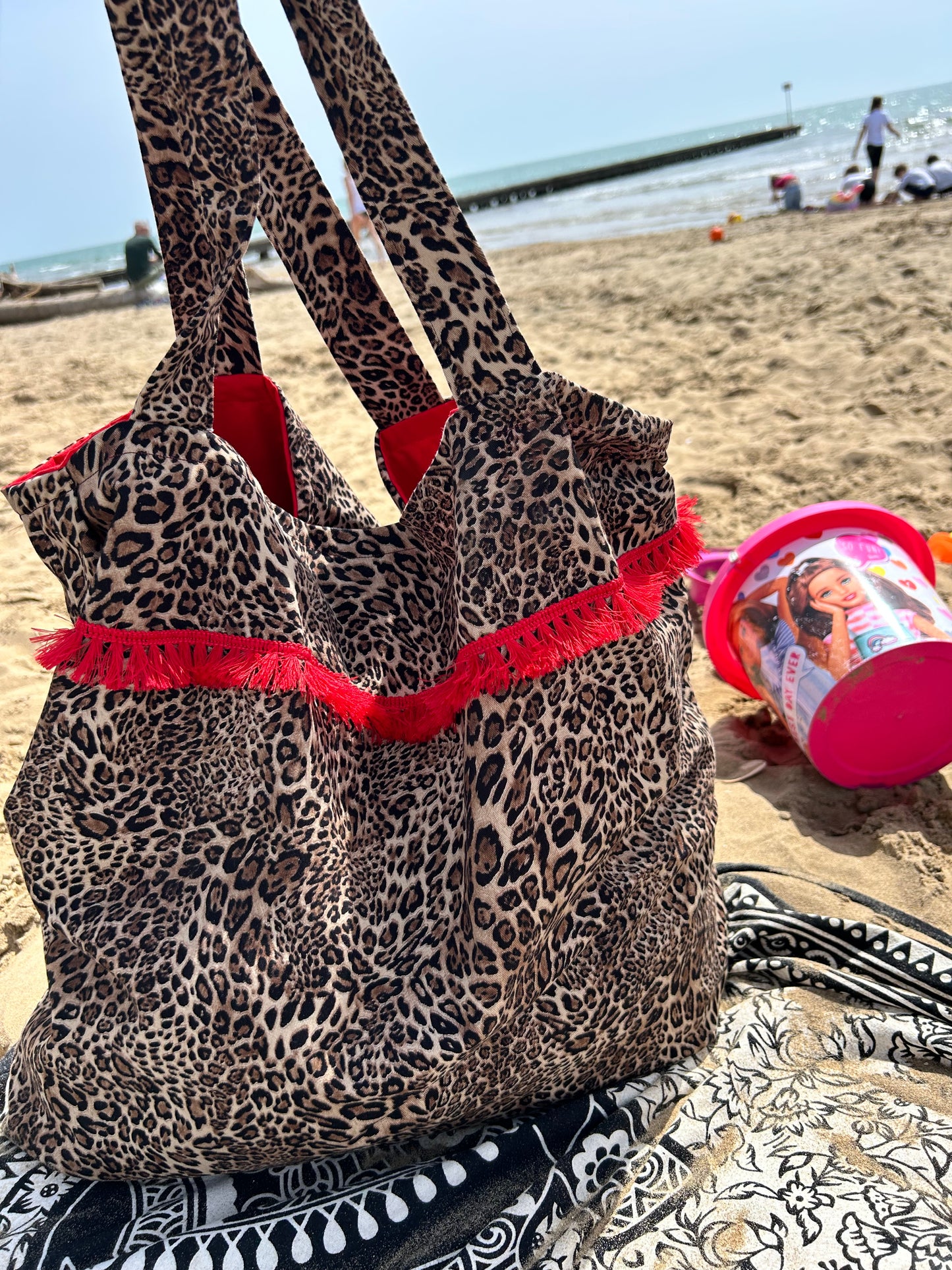 Beach Bag Leopard Red