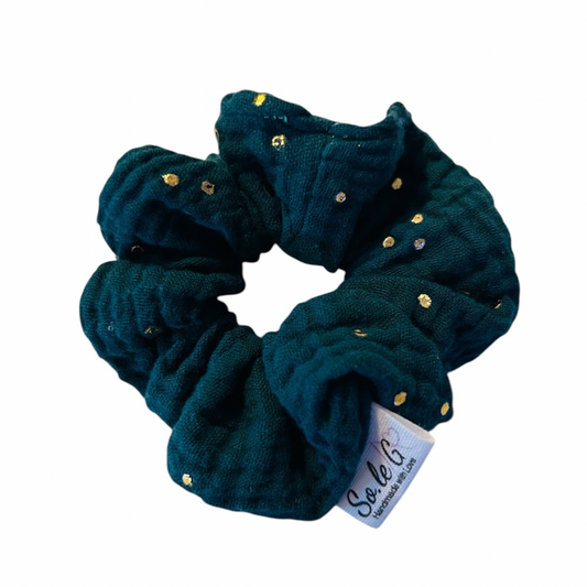 Scrunchie Pois Oro Verde Bosco