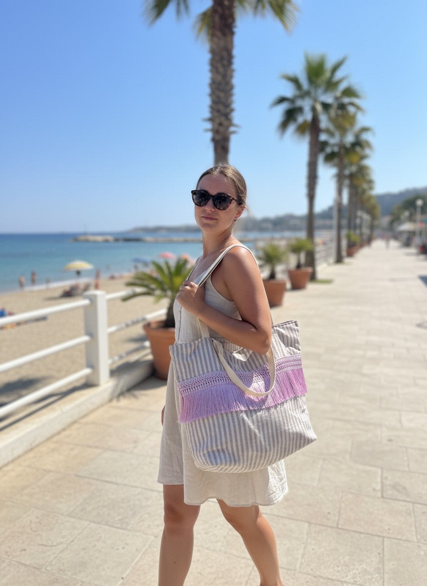 Beach Bag Stripes Lilla