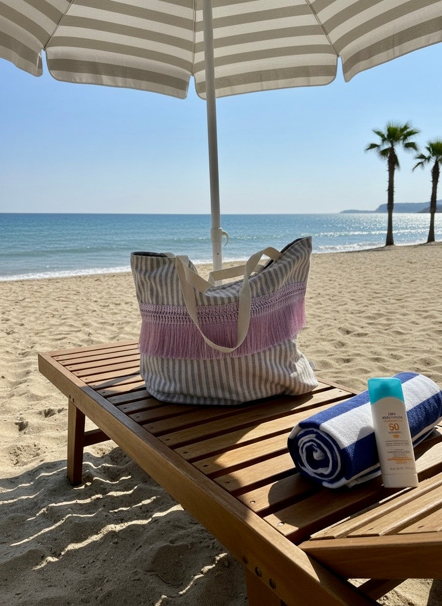 Beach Bag Stripes Lilla