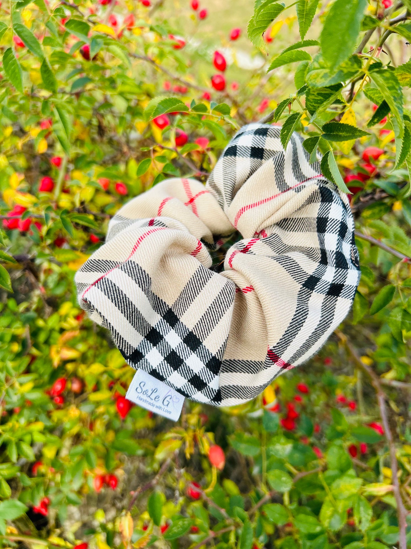 Scrunchie Tartan Beige