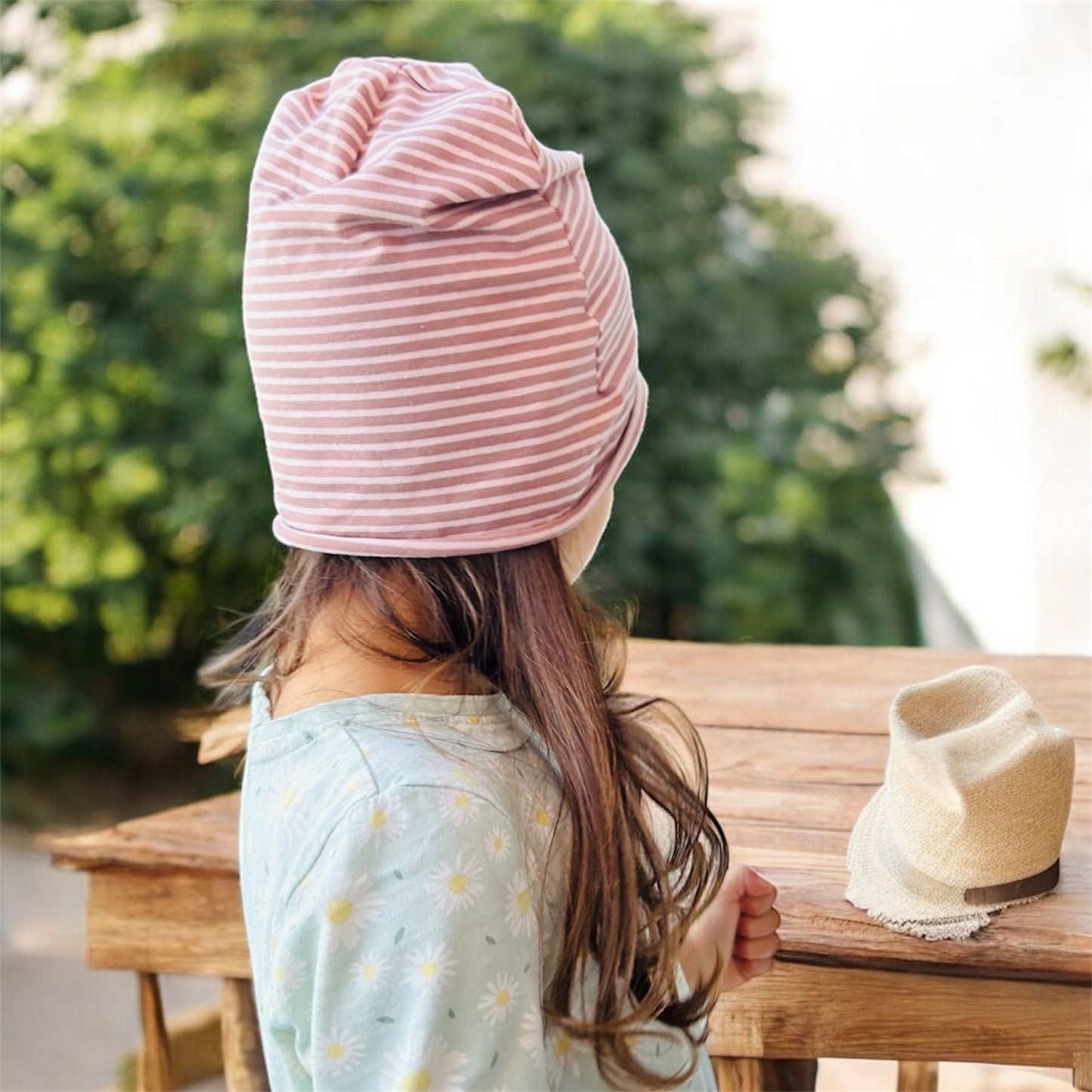 Cappello Righe Rosa