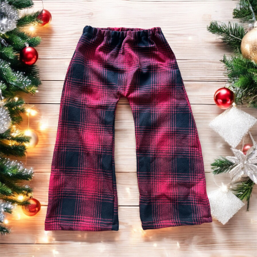 Pantalone Palazzo Tartan Black/Red