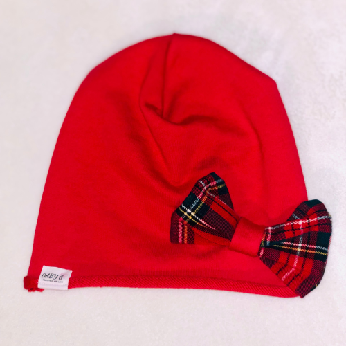 Cappellino con fiocchetto tartan