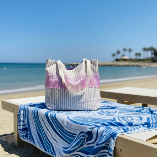 Beach Bag Stripes Lilla